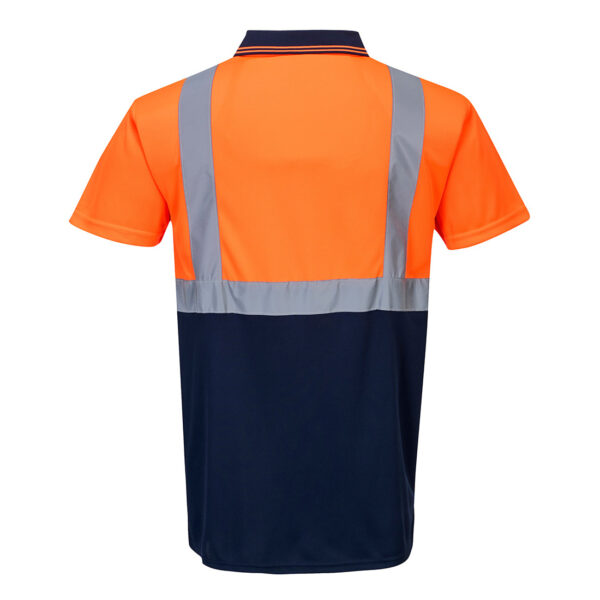 S479 - Hi-Vis Contrast Polo Shirt S/S  Orange/Navy - Image 2