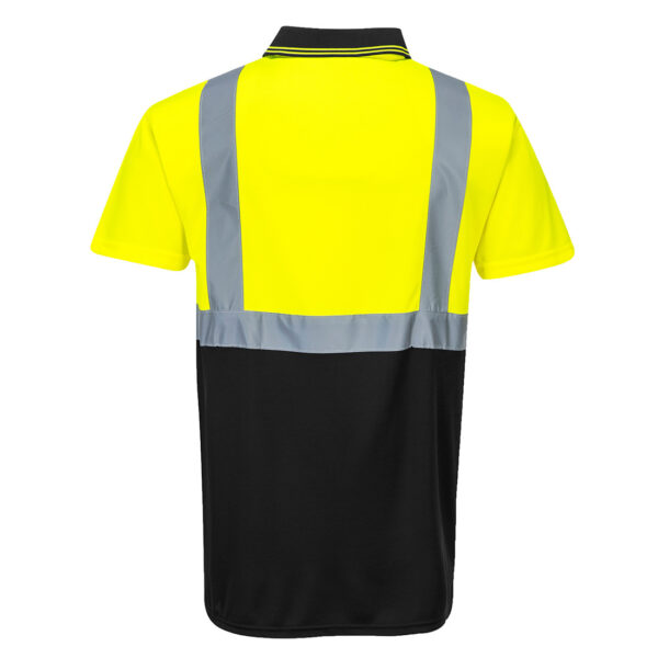 S479 - Hi-Vis Contrast Polo Shirt S/S  Yellow/Black - Image 2