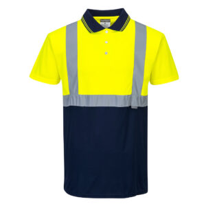 S479 - Hi-Vis Contrast Polo Shirt S/S  Yellow/Navy