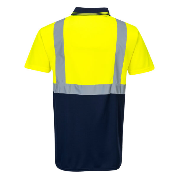 S479 - Hi-Vis Contrast Polo Shirt S/S  Yellow/Navy - Image 2