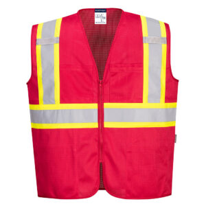 US391 - Iona Plus Enhanced Mesh Zipped Vest  Bottle Red
