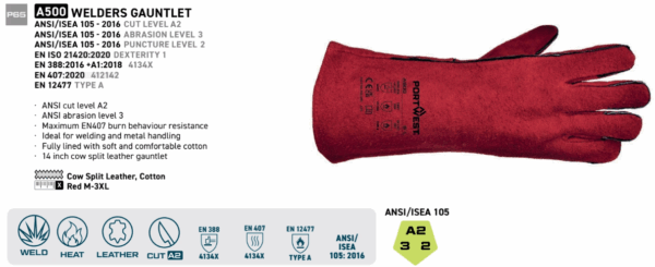A500 - Welders Gauntlet Red - Image 2