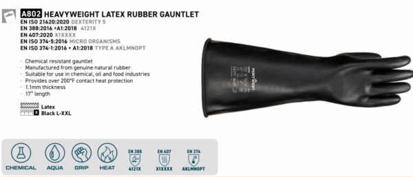 A802 - Heavyweight Latex Rubber Gauntlet Black - Image 2