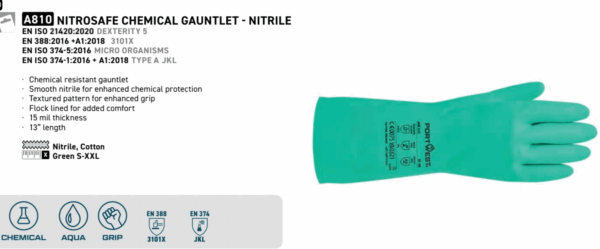 A810 - Nitrosafe Chemical Gauntlet - Nitrile Green - Image 3