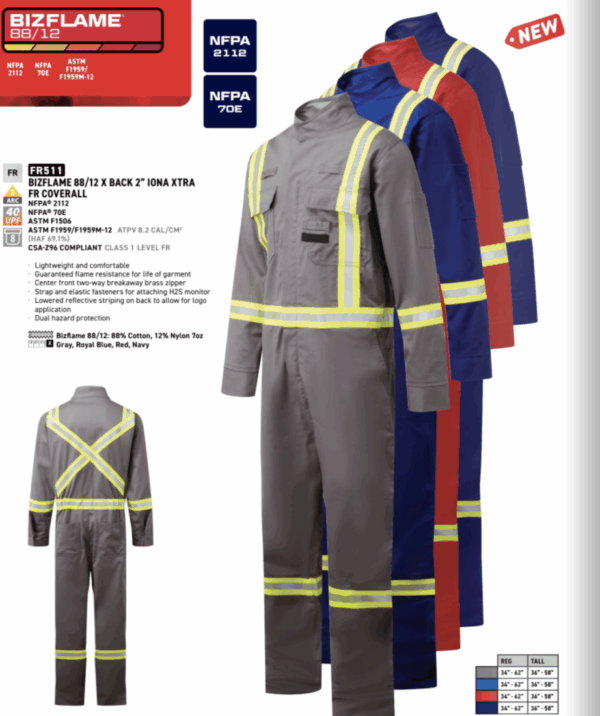FR511 - Bizflame 88/12 X Back Iona Xtra FR Coverall Blue - Image 2