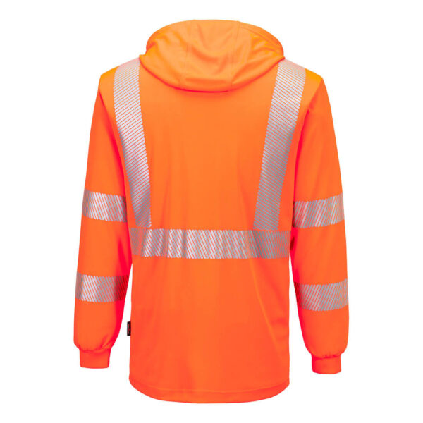 L042 - Hi-Vis Lightweight Hooded T-Shirt L/S  Orange - Image 2