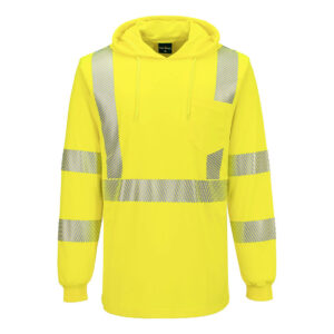 L042 - Hi-Vis Lightweight Hooded T-Shirt L/S  Yellow