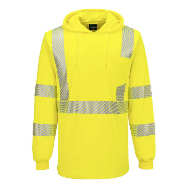 L042 - Hi-Vis Lightweight Hooded T-Shirt L/S  Yellow