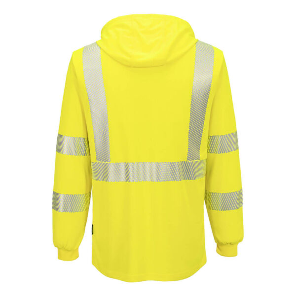 L042 - Hi-Vis Lightweight Hooded T-Shirt L/S  Yellow - Image 2