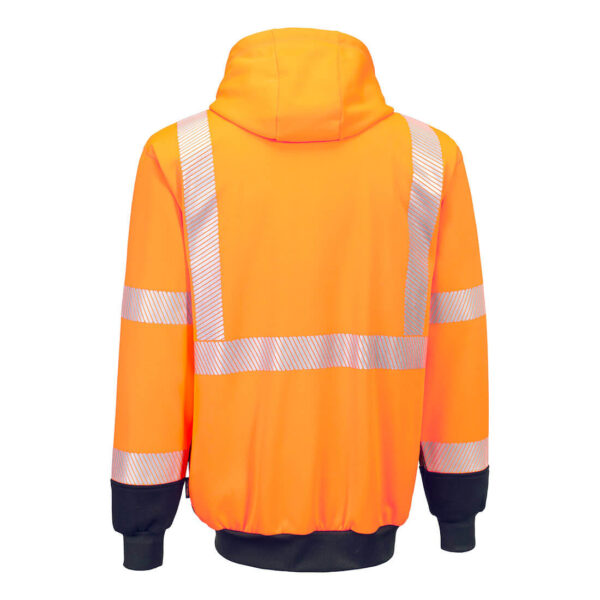 UB320 - Hi-Vis Contrast Segmented Tape Zipped Hoodie  Orange/Black - Image 2