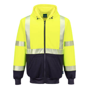 UB320 - Hi-Vis Contrast Segmented Tape Zipped Hoodie  Yellow/Black