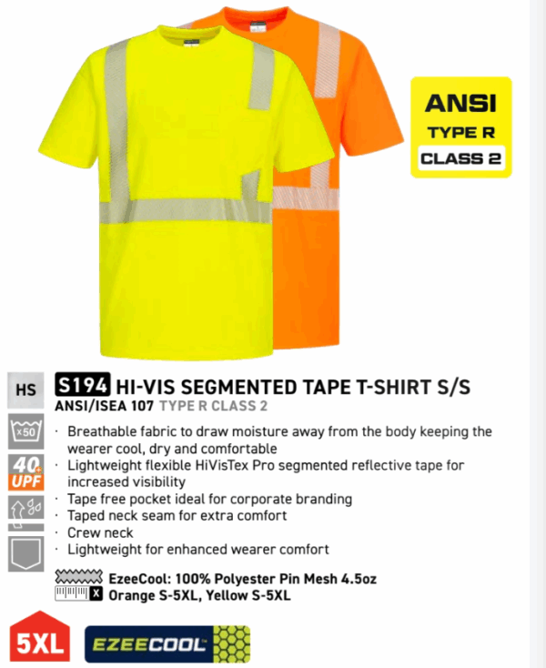 S194 - Hi-Vis Segmented Tape T-Shirt S/S Yellow - Image 3
