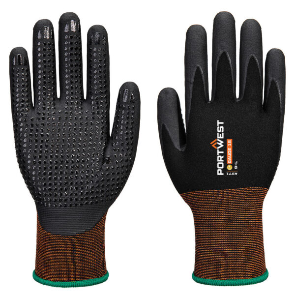 A371 - GP Grip 15 Nitrile Micro foam dotted Glove Black - Image 3