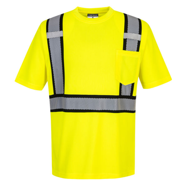 S395 - Detroit Hi-Vis Contrast Tape T-Shirt S/S Yellow/Black