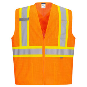 CA101 - Hi-Vis X Back Contrast Vest Orange
