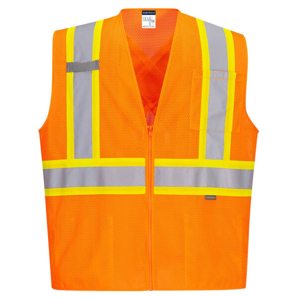 CA101 - Hi-Vis X Back Contrast Vest Orange
