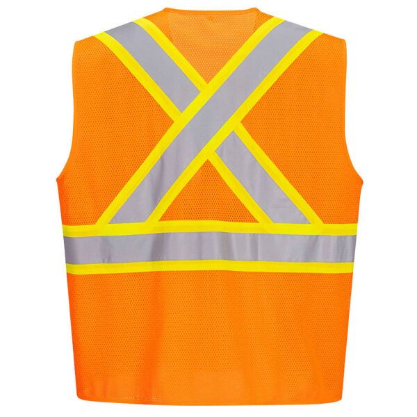 CA101 - Hi-Vis X Back Contrast Vest Orange - Image 3