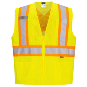 CA101 - Hi-Vis X Back Contrast Vest Yellow