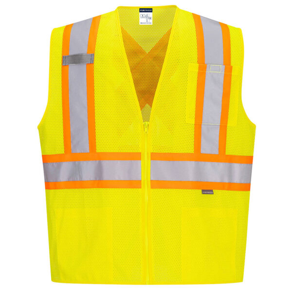 CA101 - Hi-Vis X Back Contrast Vest Yellow