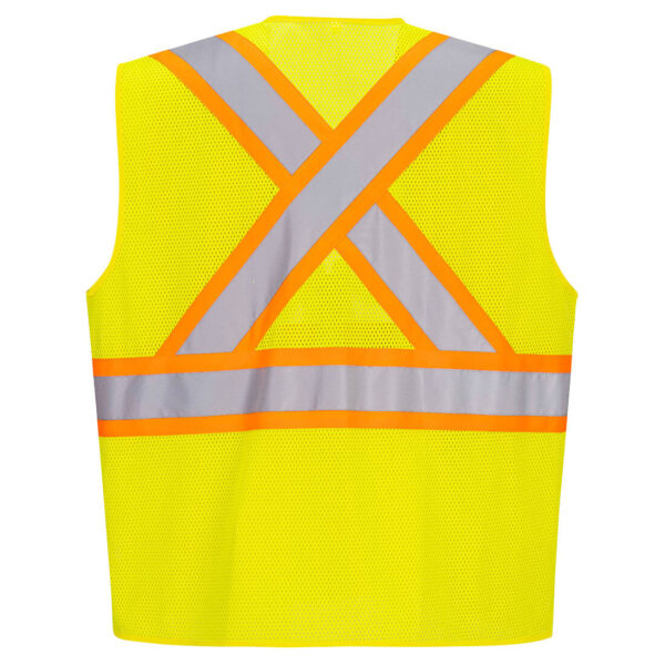 CA101 - Hi-Vis X Back Contrast Vest Yellow - Image 2