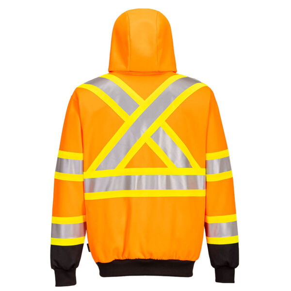 CA170 - Hi-Vis X Back Contrast Tape Zipped Hoodie Orange - Image 2