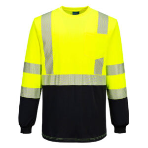 S197 - Hi-Vis Segmented Tape Contrast T-Shirt L/S Yellow/Black