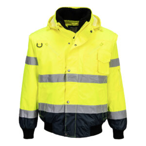 UC465 - Hi-Vis 3-in-1 Contrast Bomber Jacket Yellow/Navy