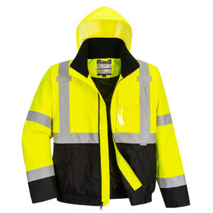 US363 - Hi-Vis Contrast Winter Bomber Jacket Yellow/Black