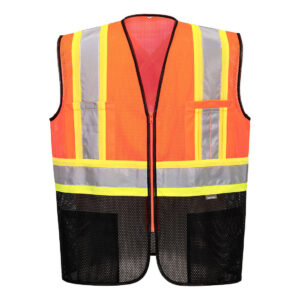 US395 - Frisco Hi-Vis X Back Contrast Executive Vest Orange/Black