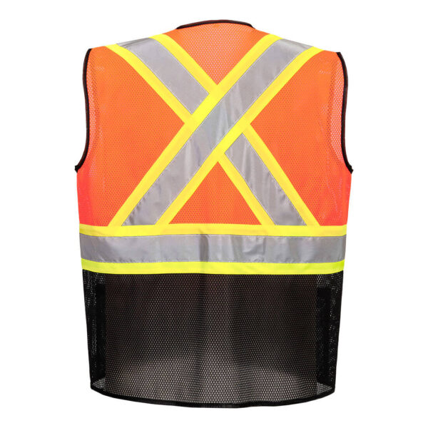 US395 - Frisco Hi-Vis X Back Contrast Executive Vest Orange/Black - Image 3