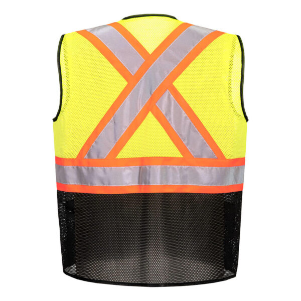 US395 - Frisco Hi-Vis X Back Contrast Executive Vest Yellow/Black - Image 3