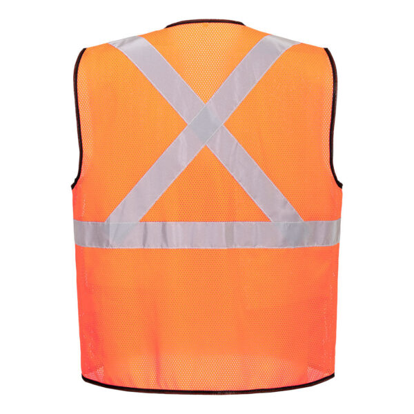 US396 - Tampa Hi-Vis Mesh X-Back Vest Orange - Image 3