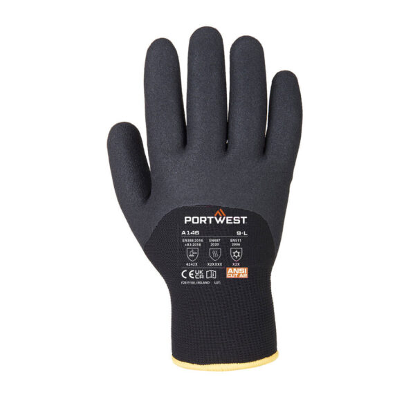 A146 - Cold 15 Nitrile Sandy 3/4 Dipped Glove Black