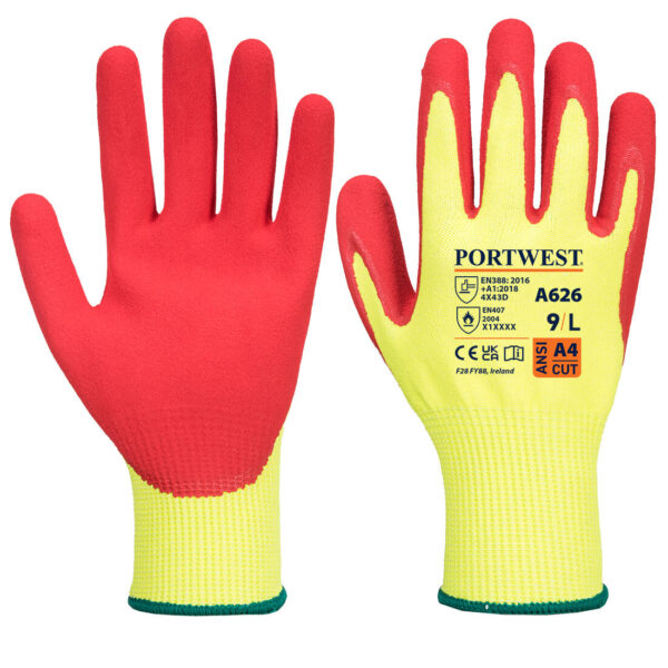 A626 - Vis-Tex Cut D13 Nitrile Glove A4 Yellow/Red - Image 2
