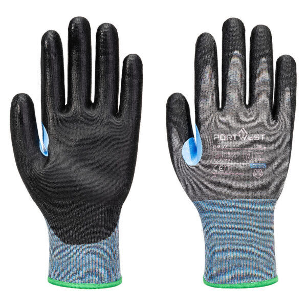 A647 - CS Cut D15 PU Glove A4 Gray/Black - Image 2