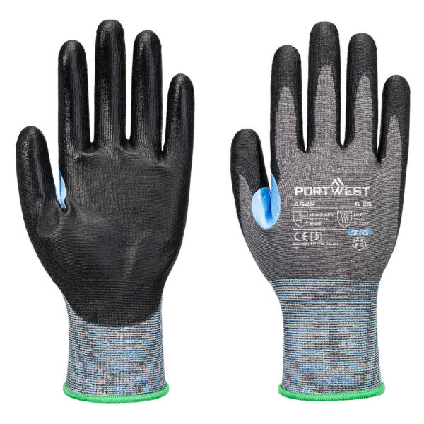 A649 - CS Cut D21 PU Glove A4 Gray/Black - Image 2