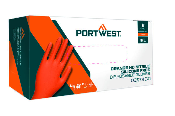 A930 - Portwest Orange HD Disposable Gloves Orange