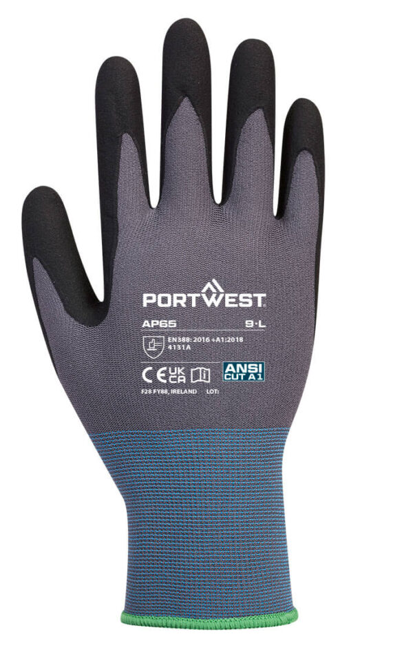 AP65 - Grip 15 Nitrile Foam Texpel Glove Black/Gray - Image 2