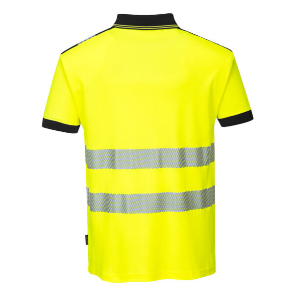 T180 - PW3 Hi-Vis Cotton Comfort Polo Shirt S/S Yellow/Black - Image 3