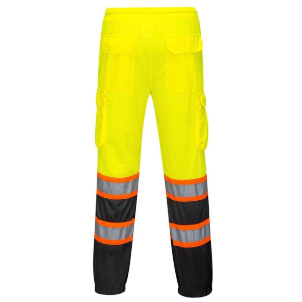 US388 - Hi-Vis Mesh Contrast Overpants Yellow/Black - Image 3