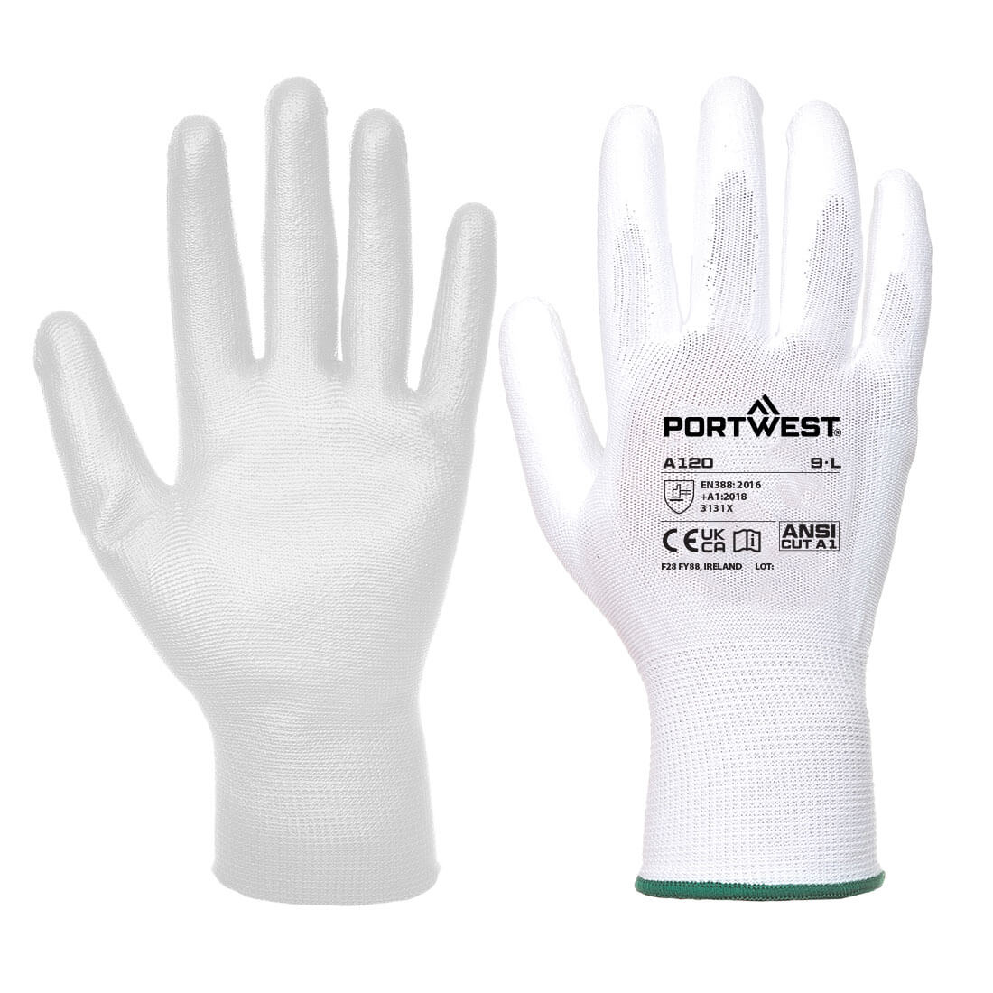 A120 - Grip 13 PU Palm Glove White - Image 2