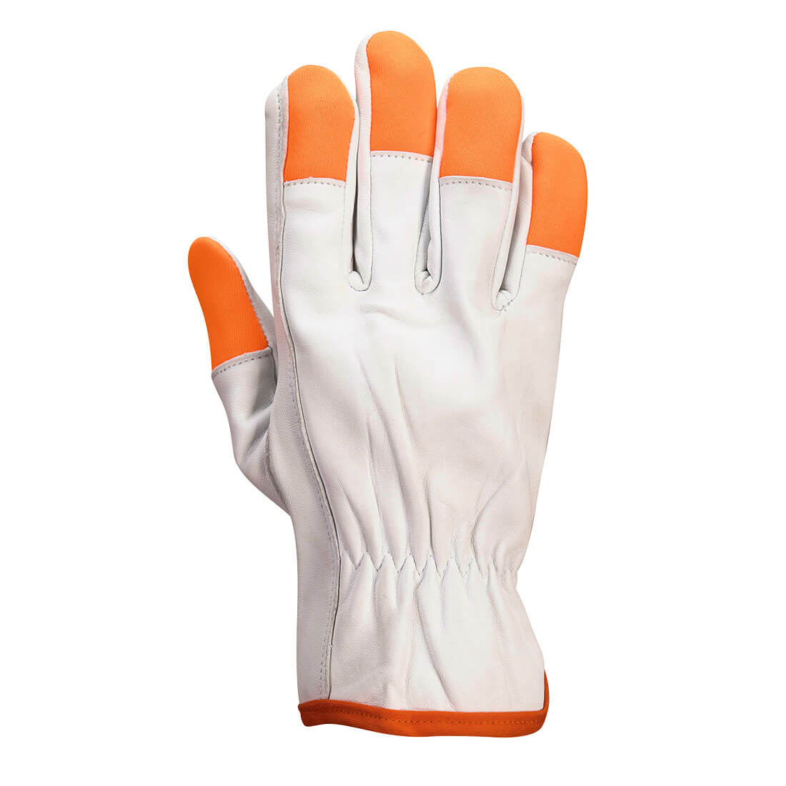 A261 - Leather Driver 100 Goat Orange Tip Gloves (12pk) White