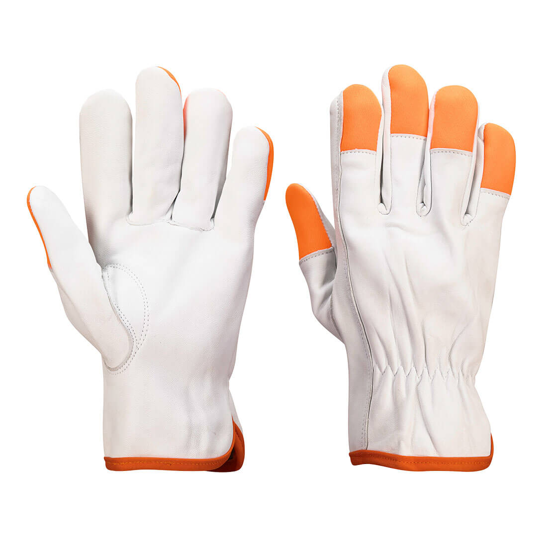 A261 - Leather Driver 100 Goat Orange Tip Gloves (12pk) White - Image 2