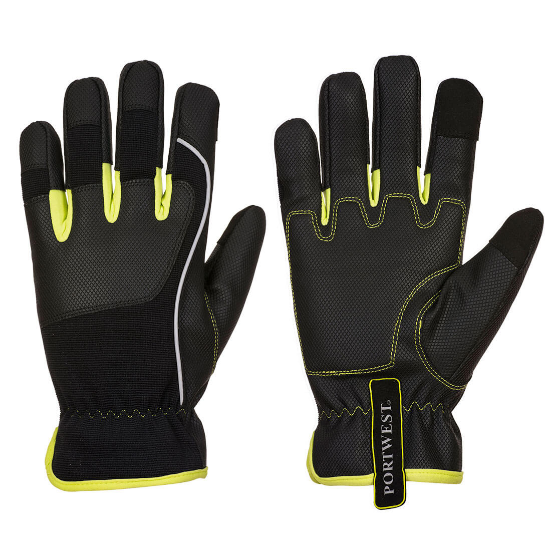 A771 - PW3 Mechanic 540 PU Reinforced Palm Glove Black/Yellow - Image 2