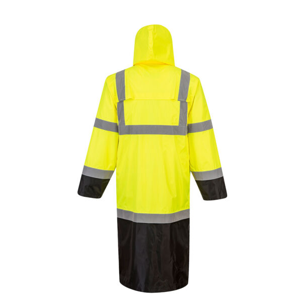 UH446 - Hi-Vis Contrast Rain Coat 48" Yellow/Black - Image 2