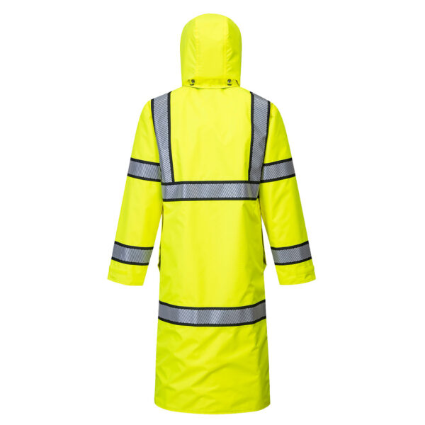 UH447 - Hi-Vis Reversible Rain Coat 48" Yellow/Black - Image 2