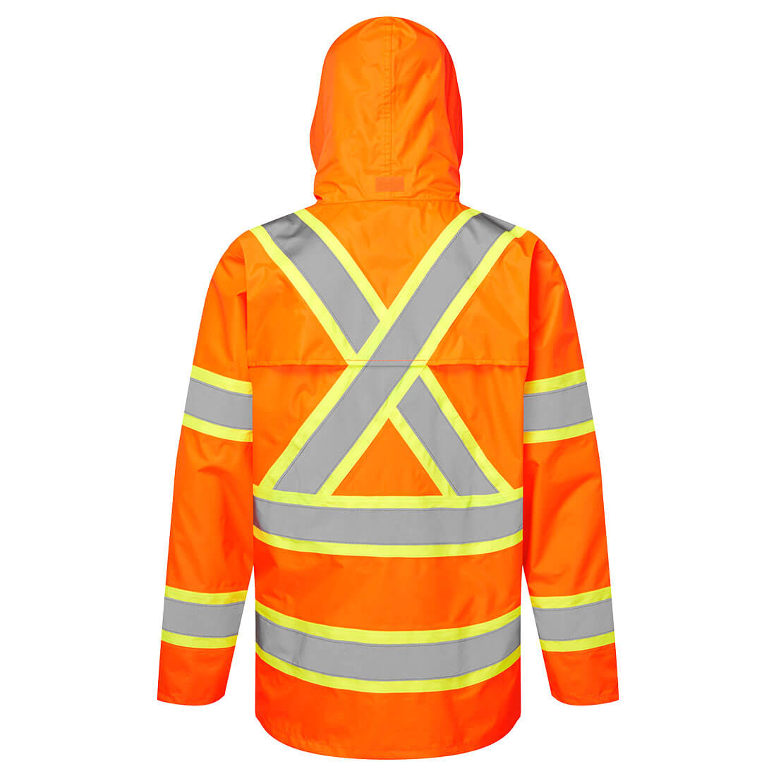 CA400 - Hi-Vis X Back Contrast Tape Rain Jacket Orange - Image 3