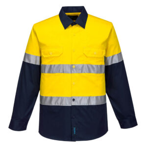 F145 - Iona Enhanced Cotton Shirt L/S Yellow/Navy