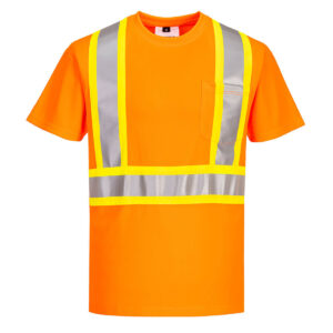 CA110 - Hi-Vis X Back Contrast Tape T-Shirt S/S Orange
