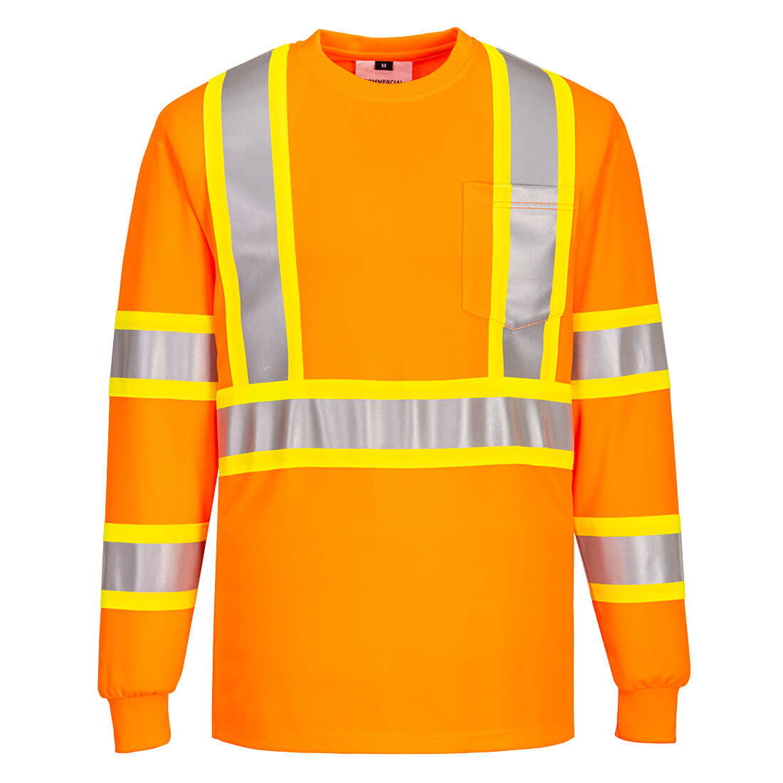 Portwest CA111 - Hi-Vis X Back Contrast Tape T-Shirt L/S Orange